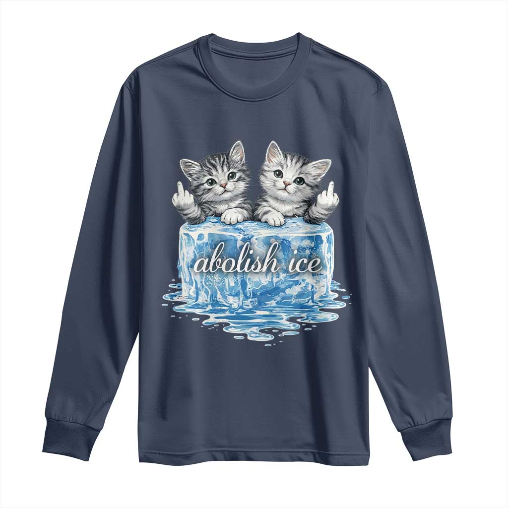 Abolish Ice Long Sleeve Shirt Cute Cat Melting Ice Pro Immigrant