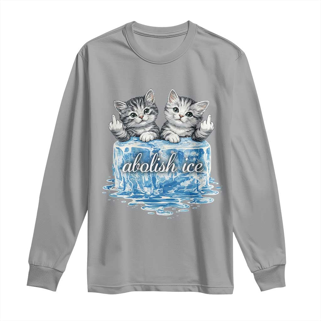 Abolish Ice Long Sleeve Shirt Cute Cat Melting Ice Pro Immigrant