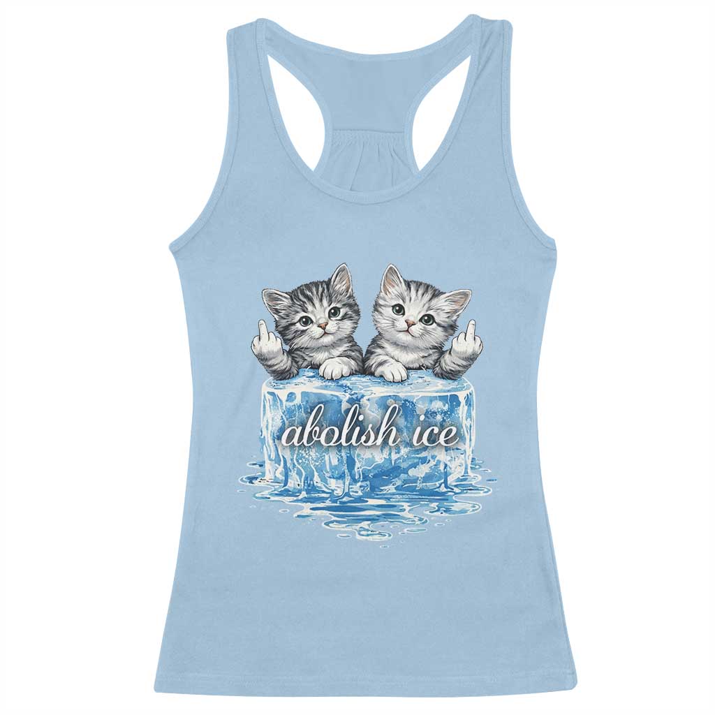 Abolish Ice Racerback Tank Top Cute Cat Melting Ice Pro Immigrant