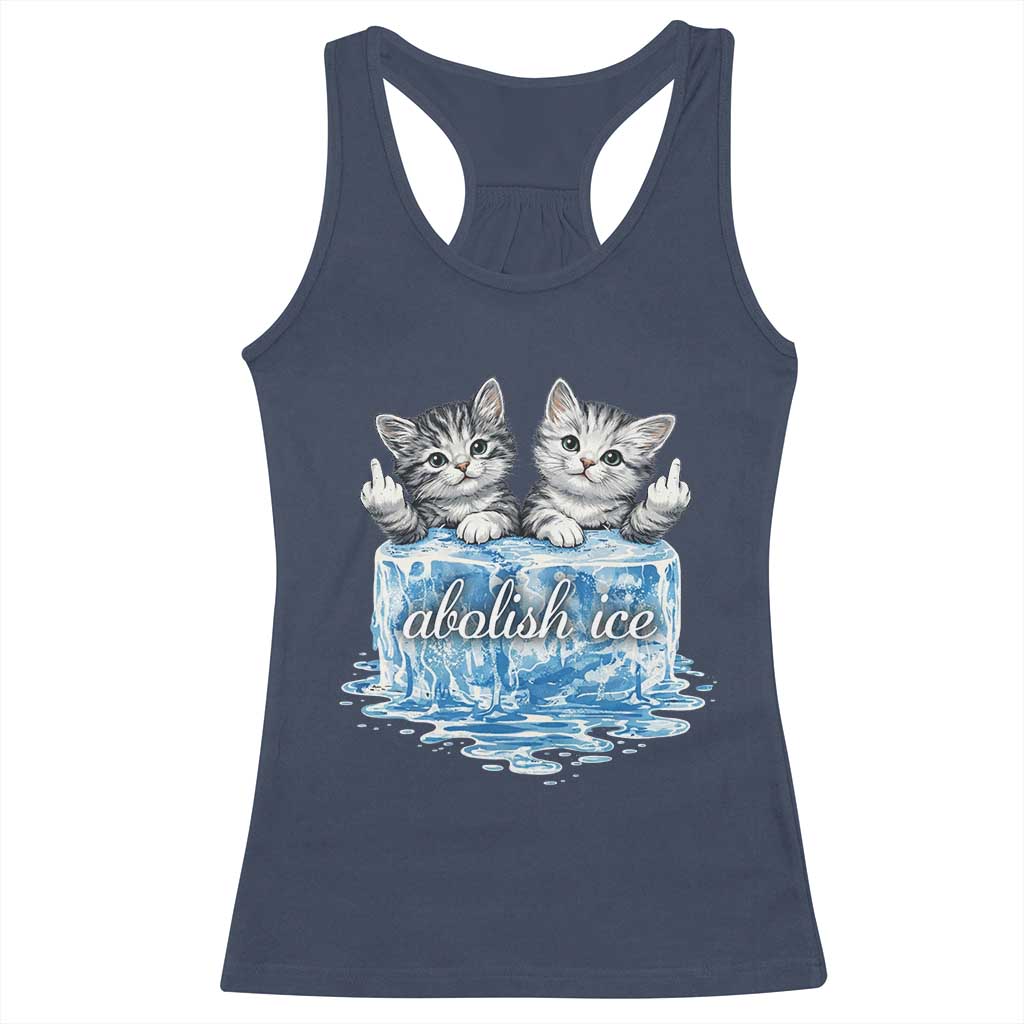Abolish Ice Racerback Tank Top Cute Cat Melting Ice Pro Immigrant