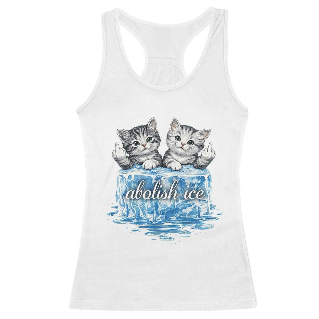 Abolish Ice Racerback Tank Top Cute Cat Melting Ice Pro Immigrant