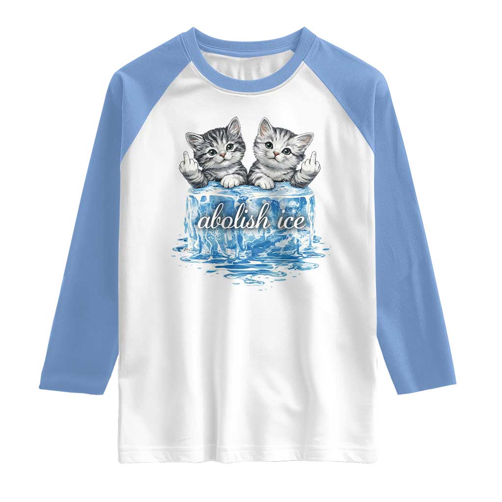 Abolish Ice Raglan Shirt Cute Cat Melting Ice Pro Immigrant