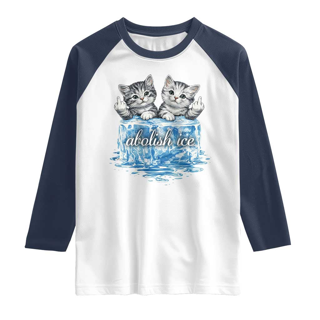 Abolish Ice Raglan Shirt Cute Cat Melting Ice Pro Immigrant