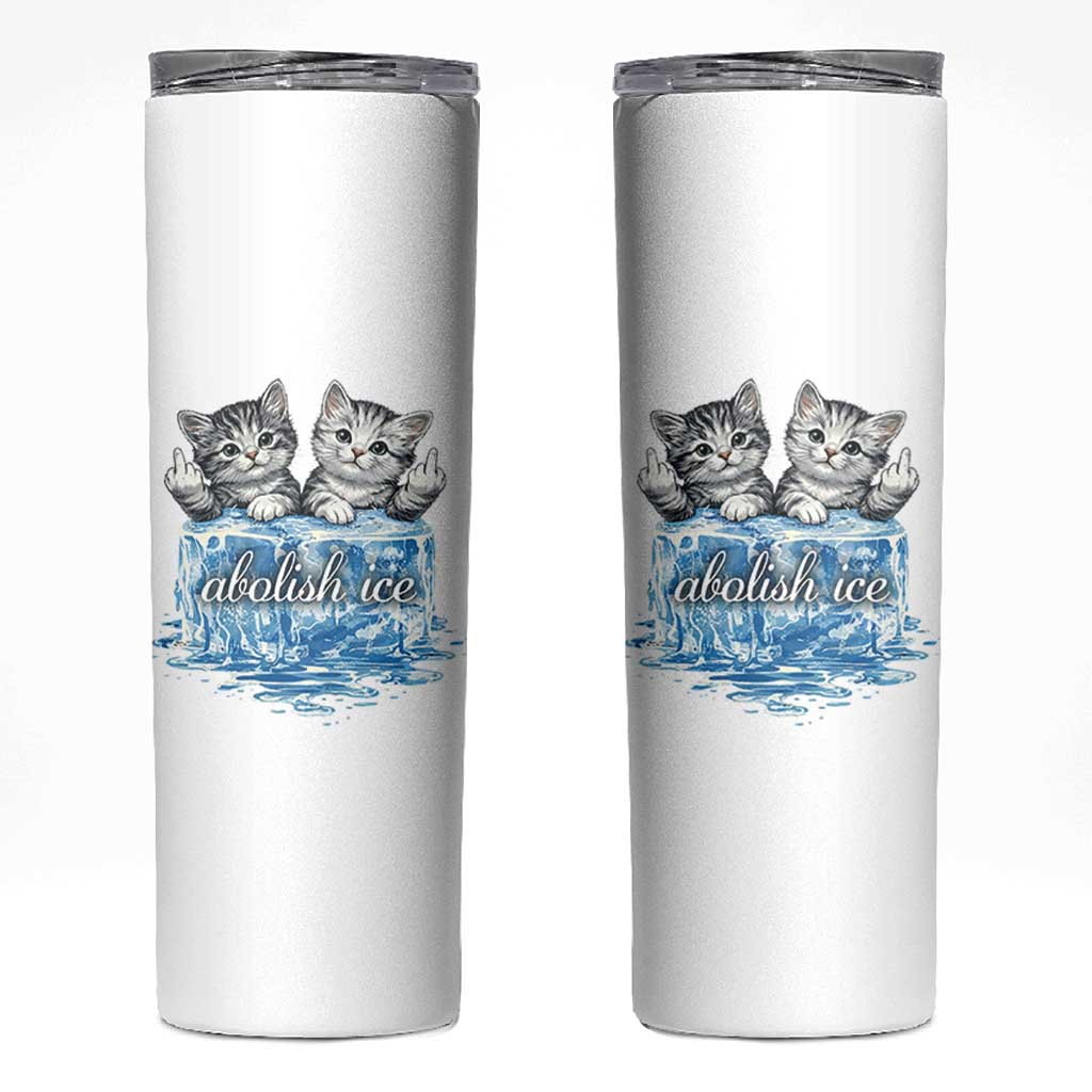 Abolish Ice Skinny Tumbler Cute Cat Melting Ice Pro Immigrant