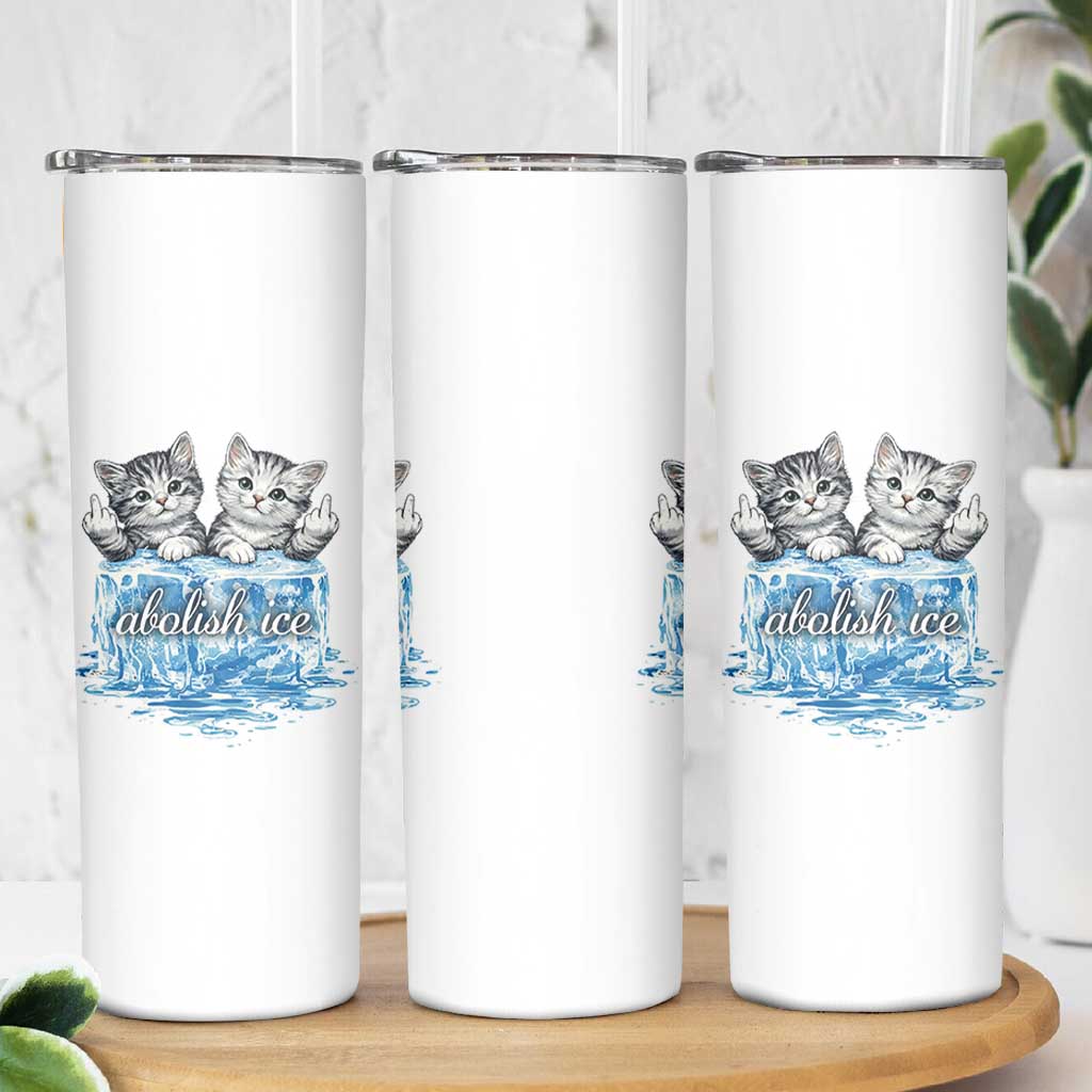 Abolish Ice Skinny Tumbler Cute Cat Melting Ice Pro Immigrant