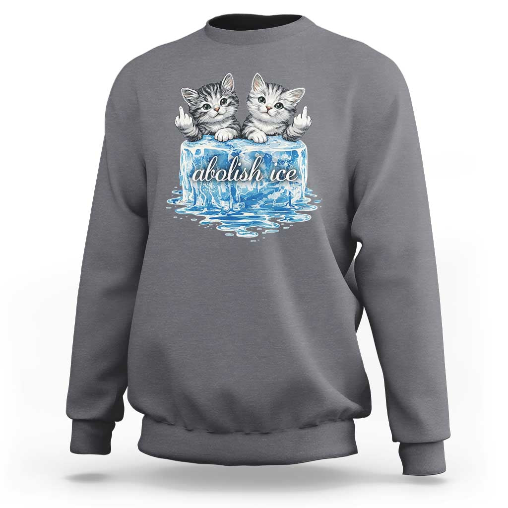 Abolish Ice Sweatshirt Cute Cat Melting Ice Pro Immigrant