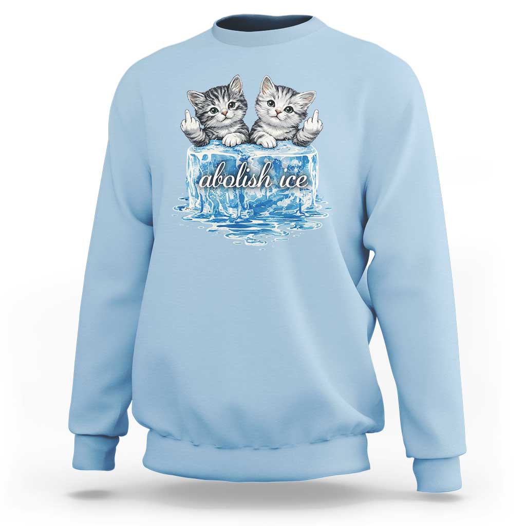 Abolish Ice Sweatshirt Cute Cat Melting Ice Pro Immigrant