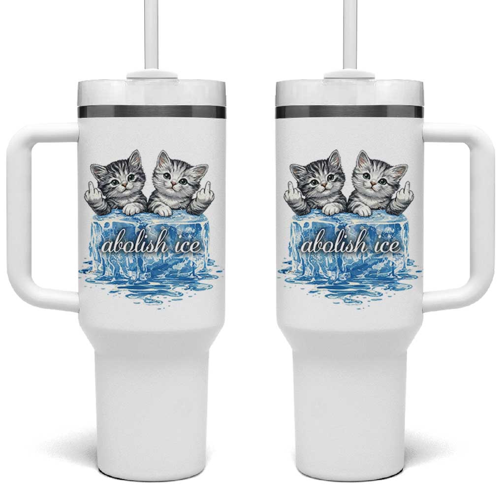 Abolish Ice Tumbler With Handle Cute Cat Melting Ice Pro Immigrant