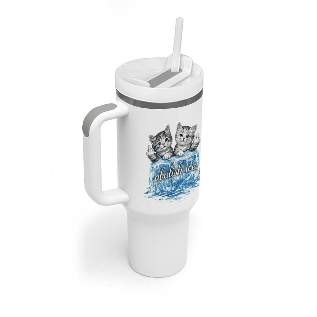 Abolish Ice Tumbler With Handle Cute Cat Melting Ice Pro Immigrant