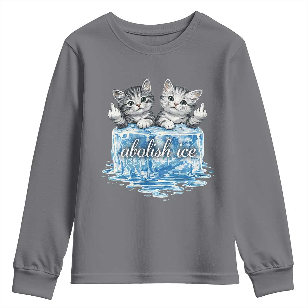 Abolish Ice Youth Sweatshirt Cute Cat Melting Ice Pro Immigrant