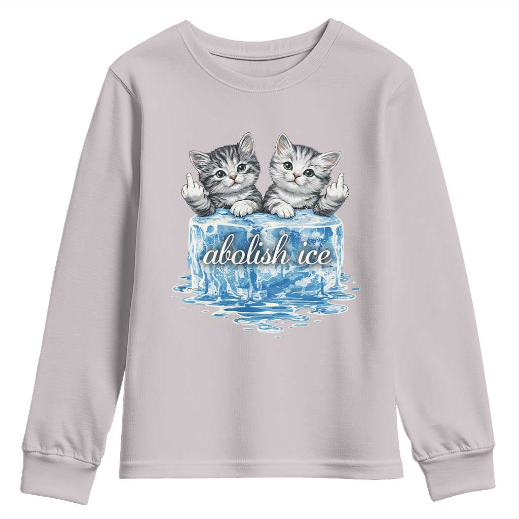 Abolish Ice Youth Sweatshirt Cute Cat Melting Ice Pro Immigrant