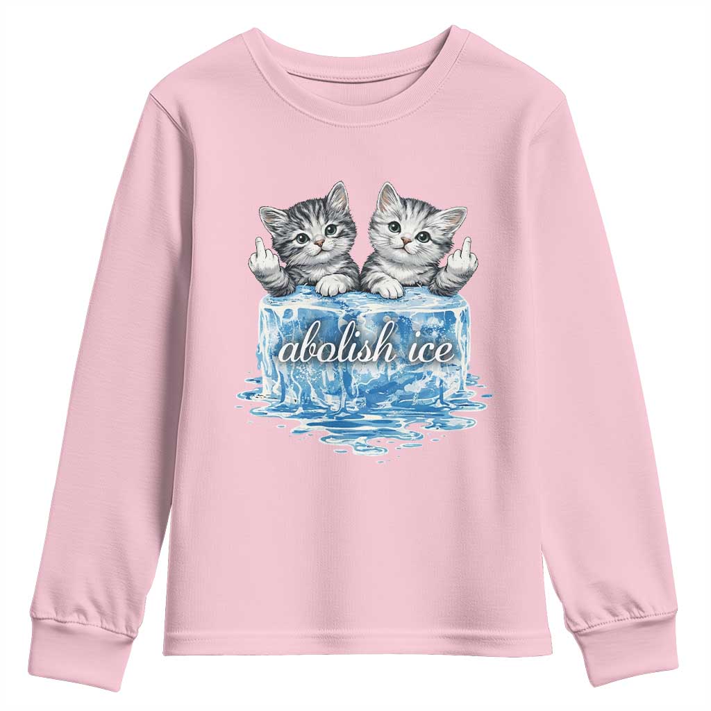 Abolish Ice Youth Sweatshirt Cute Cat Melting Ice Pro Immigrant
