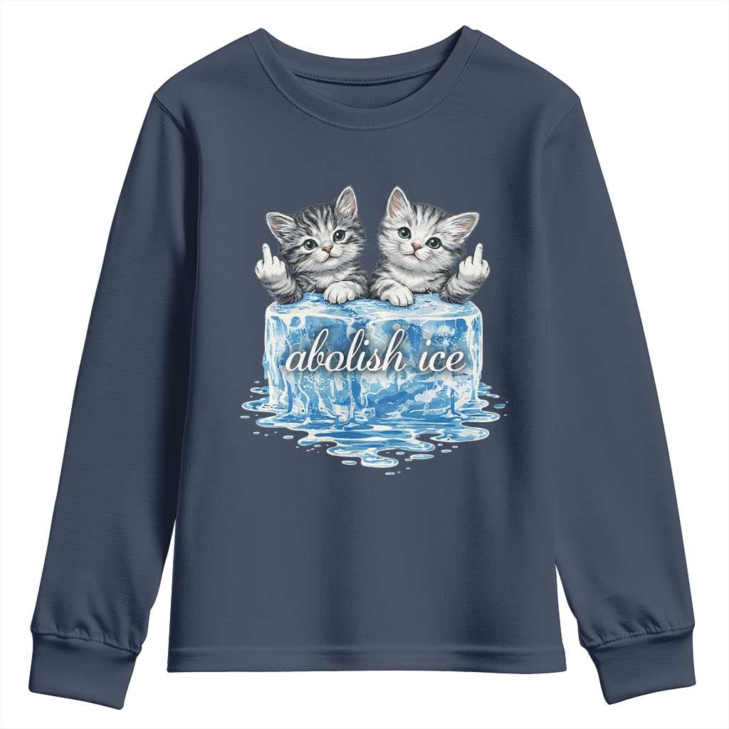 Abolish Ice Youth Sweatshirt Cute Cat Melting Ice Pro Immigrant