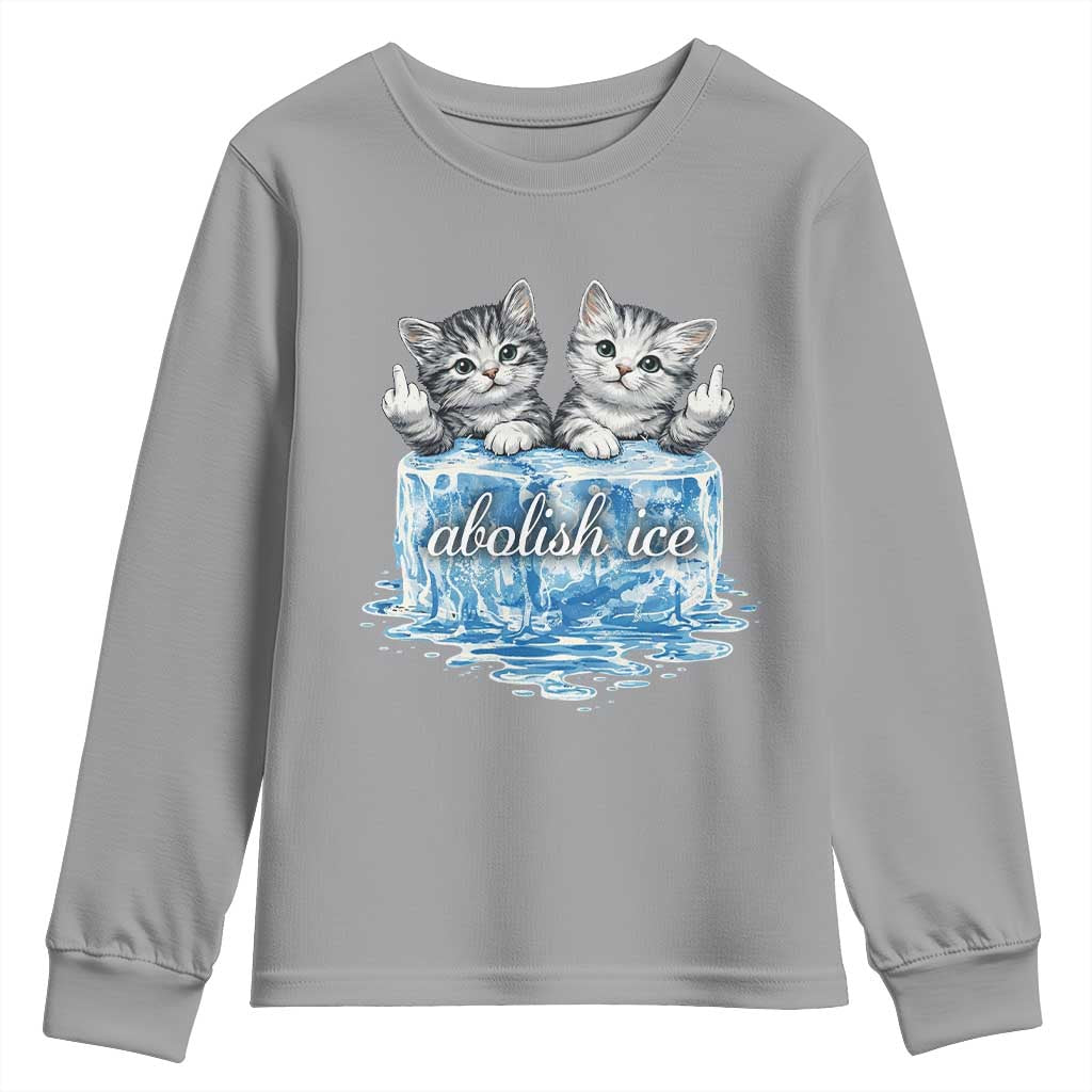 Abolish Ice Youth Sweatshirt Cute Cat Melting Ice Pro Immigrant