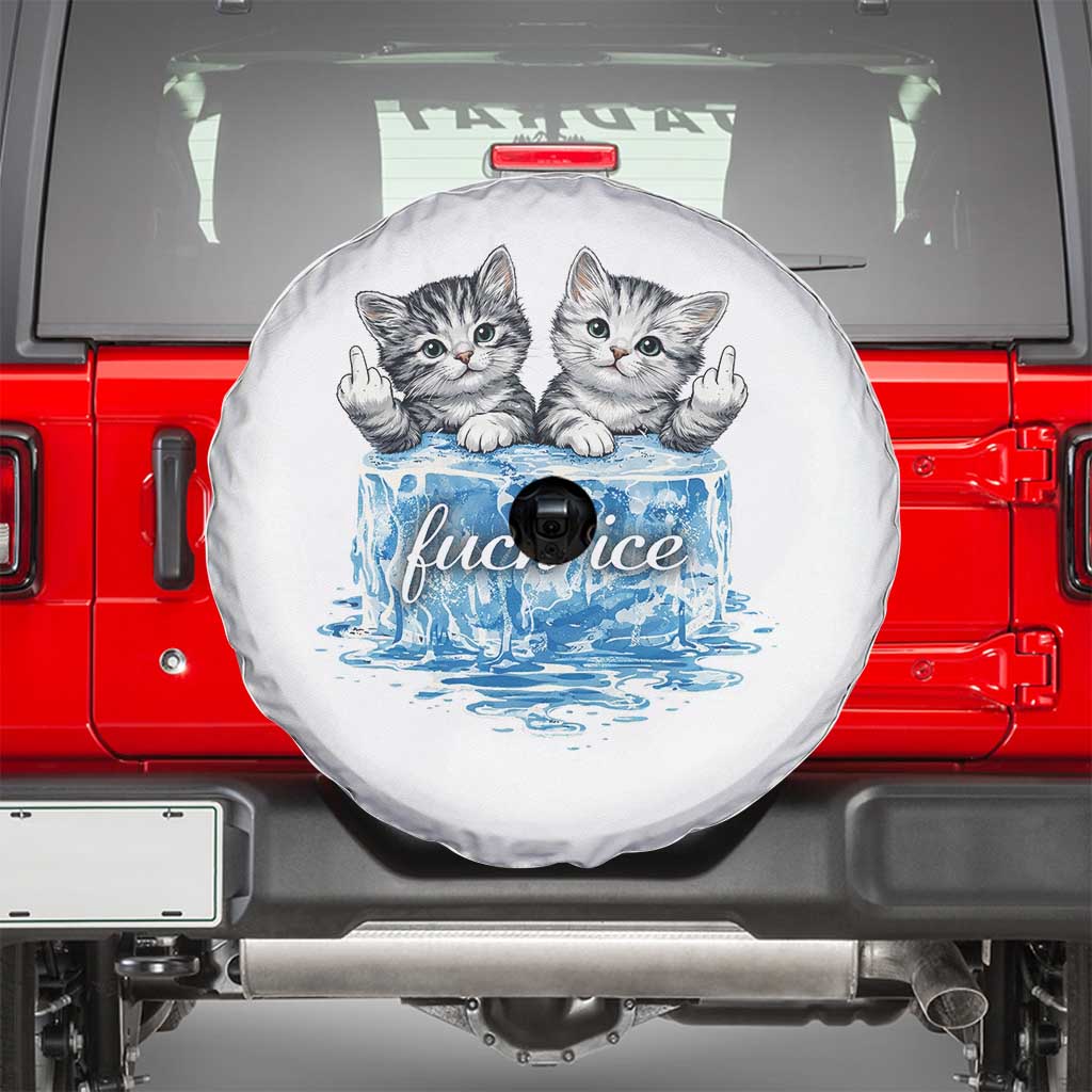 Fck Ice Spare Tire Cover Cute Cat Melting Ice Pro Immigrant
