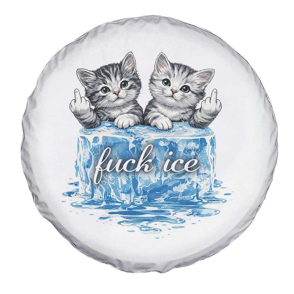 Fck Ice Spare Tire Cover Cute Cat Melting Ice Pro Immigrant