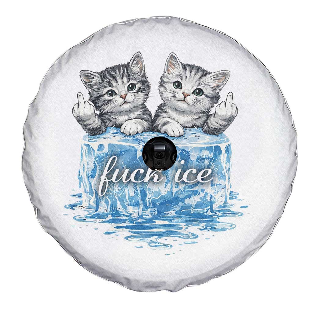 Fck Ice Spare Tire Cover Cute Cat Melting Ice Pro Immigrant