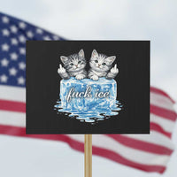 Fck Ice Protest Sign Cute Cat Melting Ice Pro Immigrant