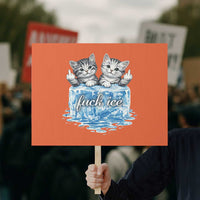 Fck Ice Protest Sign Cute Cat Melting Ice Pro Immigrant