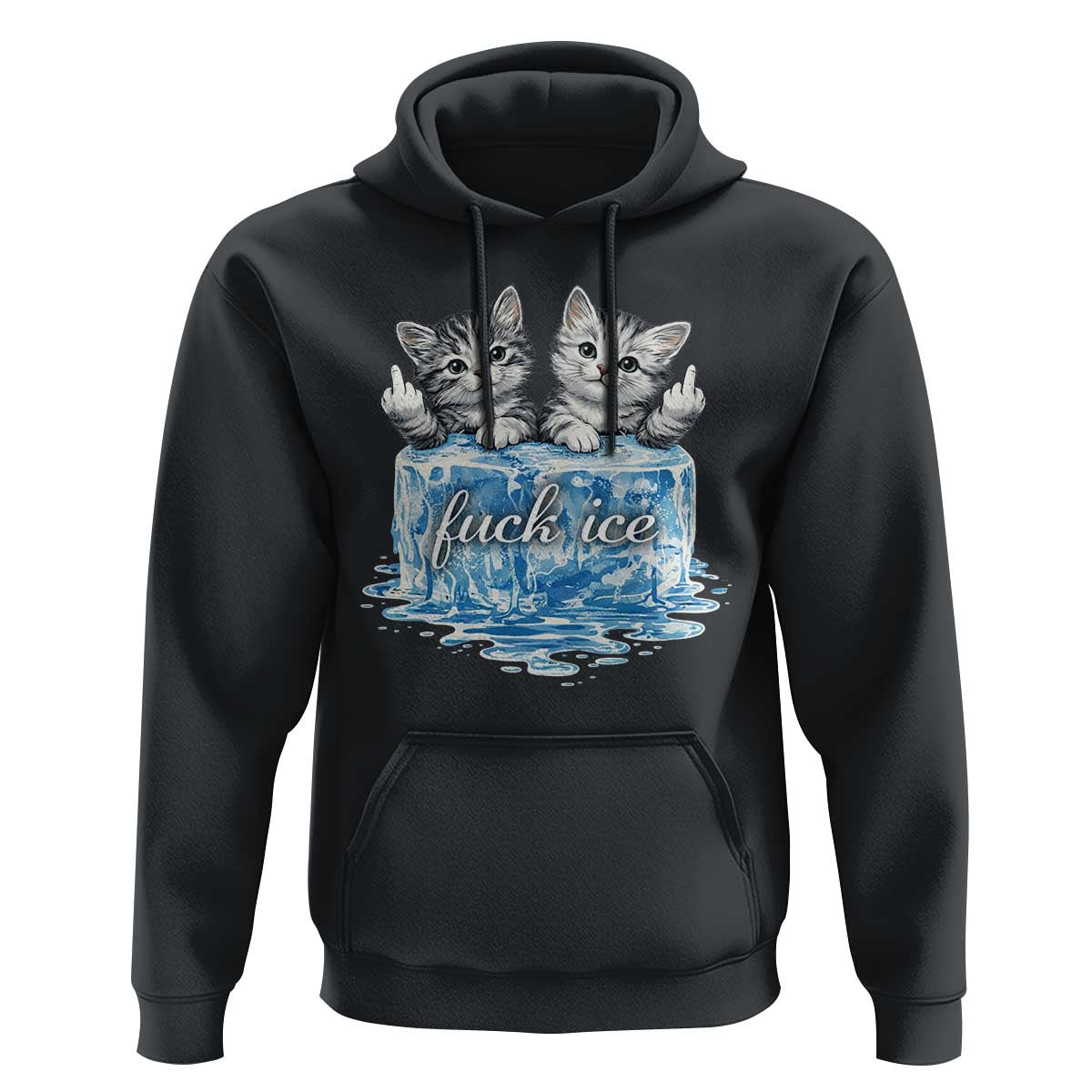 Fck Ice Hoodie Cute Cat Melting Ice Pro Immigrant