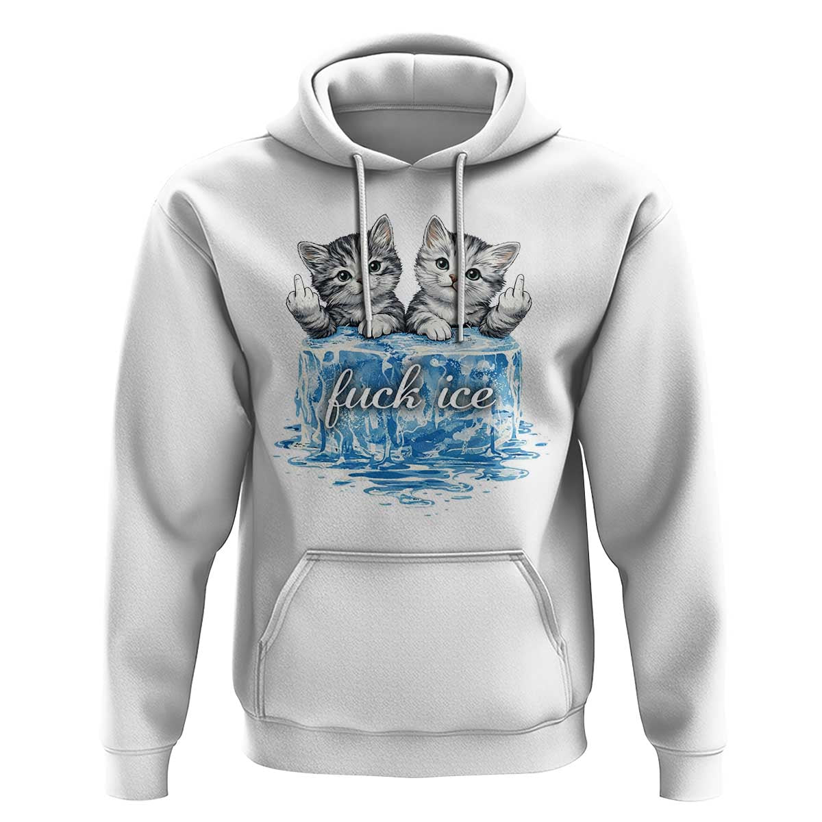 Fck Ice Hoodie Cute Cat Melting Ice Pro Immigrant