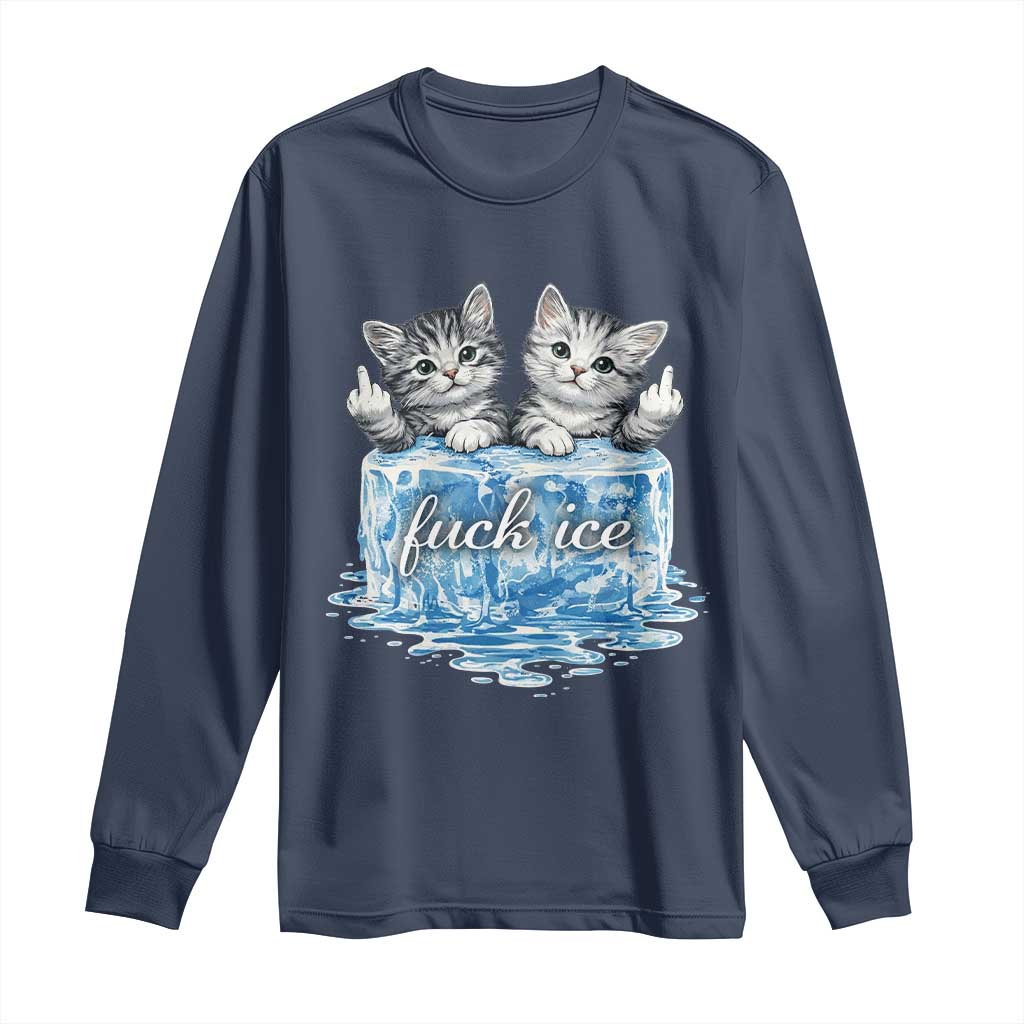 Fck Ice Long Sleeve Shirt Cute Cat Melting Ice Pro Immigrant