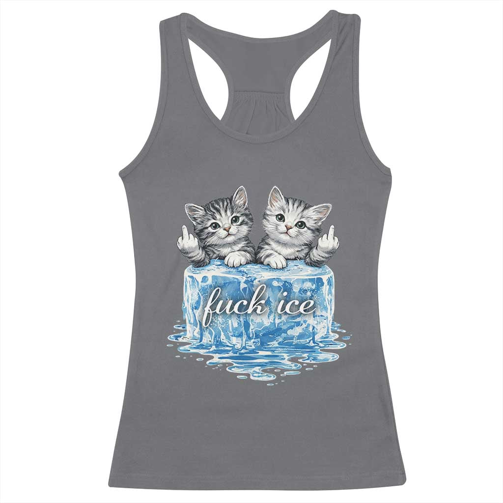 Fck Ice Racerback Tank Top Cute Cat Melting Ice Pro Immigrant