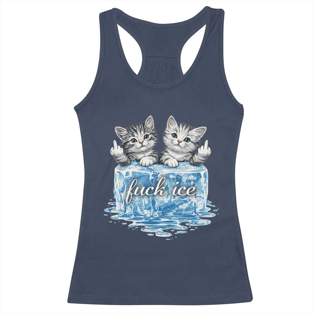 Fck Ice Racerback Tank Top Cute Cat Melting Ice Pro Immigrant