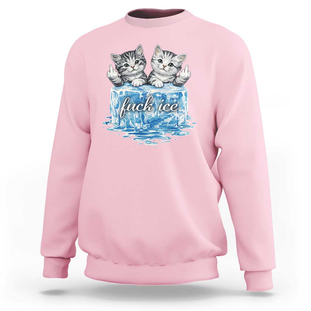 Fck Ice Sweatshirt Cute Cat Melting Ice Pro Immigrant
