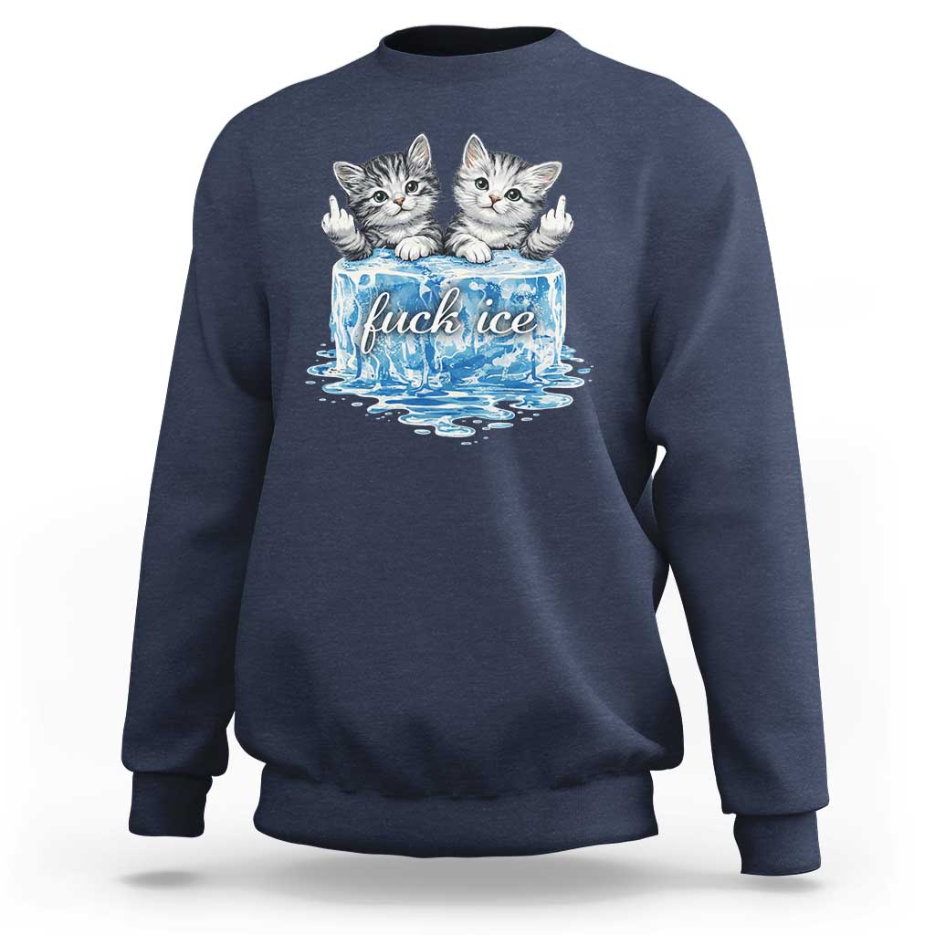 Fck Ice Sweatshirt Cute Cat Melting Ice Pro Immigrant