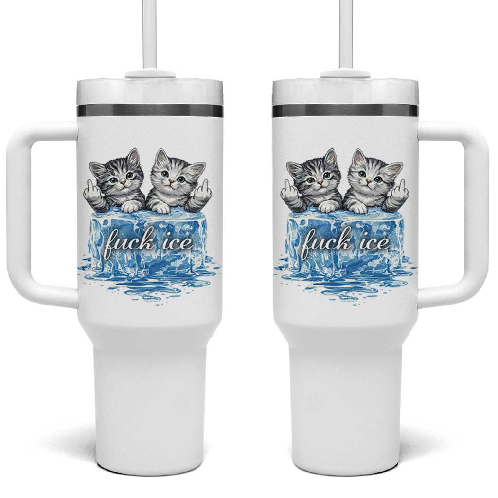 Fck Ice Tumbler With Handle Cute Cat Melting Ice Pro Immigrant