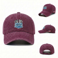 Fck Ice Washed Cotton Baseball Cap Cute Cat Melting Ice Pro Immigrant