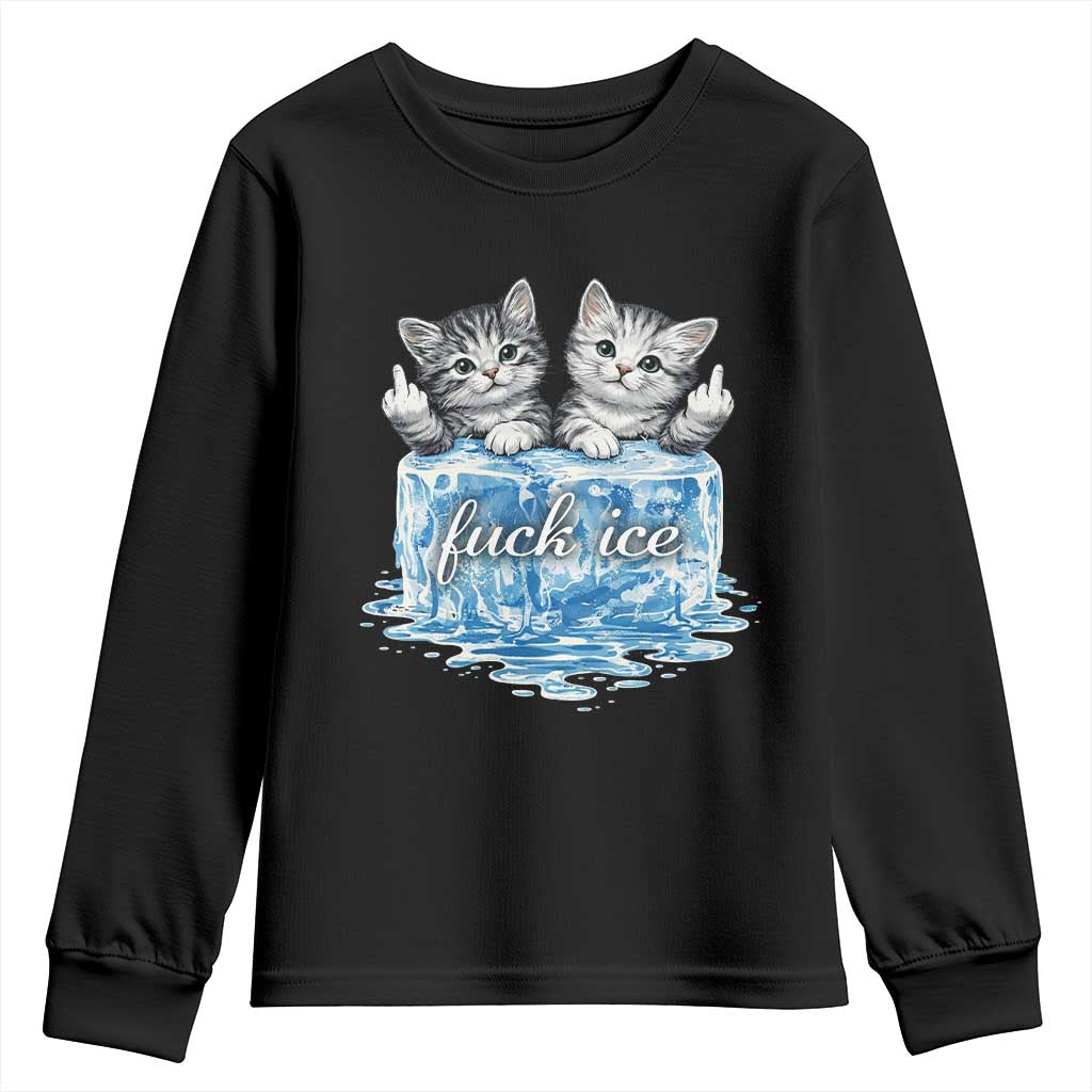 Fck Ice Youth Sweatshirt Cute Cat Melting Ice Pro Immigrant