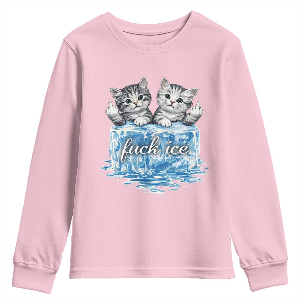 Fck Ice Youth Sweatshirt Cute Cat Melting Ice Pro Immigrant