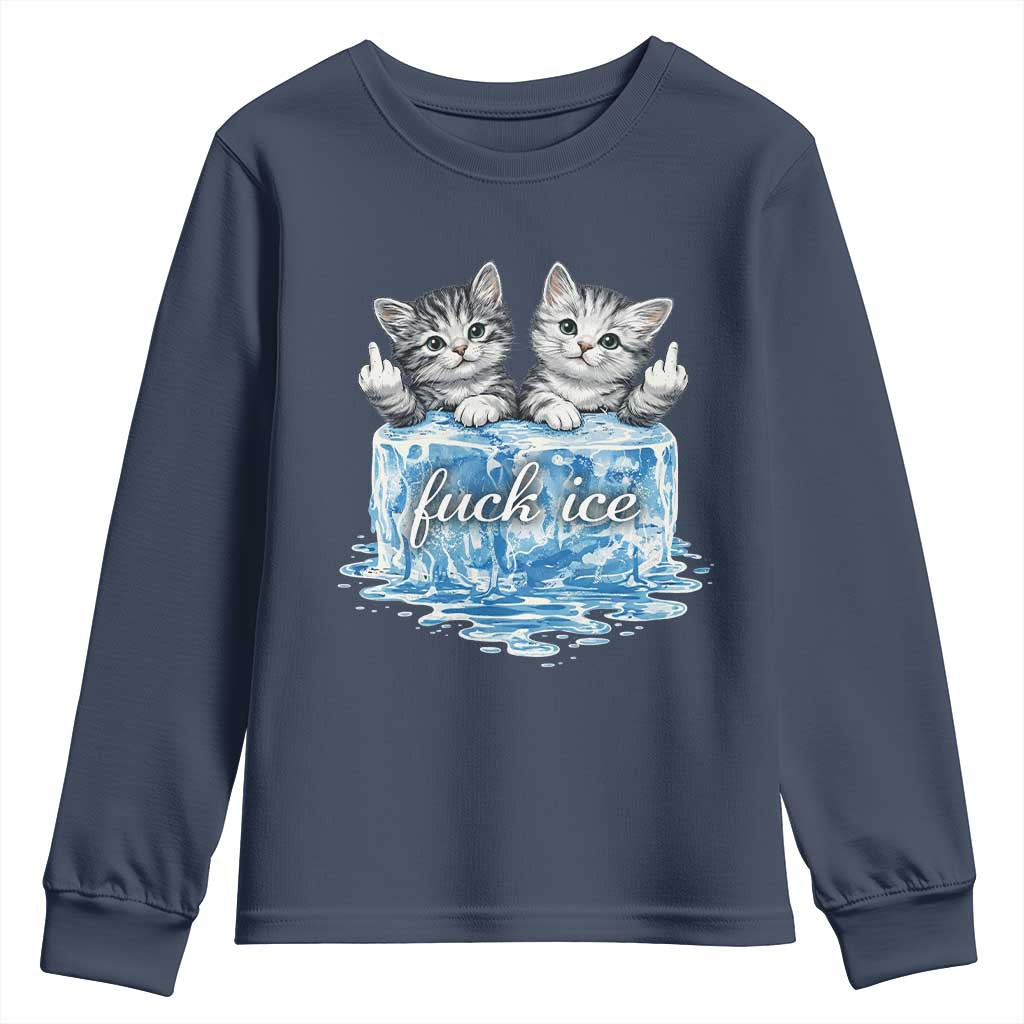 Fck Ice Youth Sweatshirt Cute Cat Melting Ice Pro Immigrant