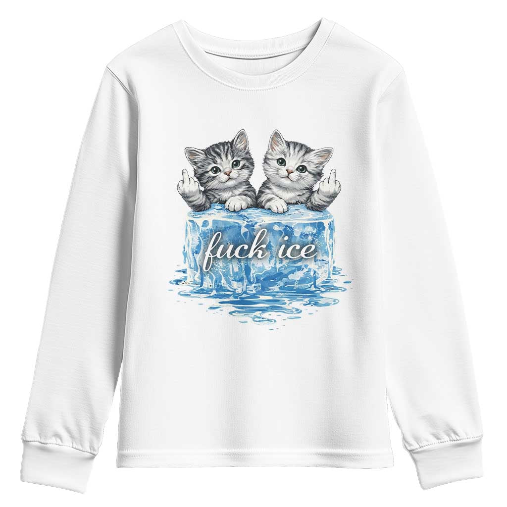 Fck Ice Youth Sweatshirt Cute Cat Melting Ice Pro Immigrant