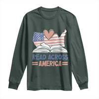 Funny National Reading Month Books Readers Long Sleeve Shirt Reading Across America Teacher American Flag