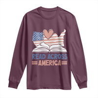 Funny National Reading Month Books Readers Long Sleeve Shirt Reading Across America Teacher American Flag