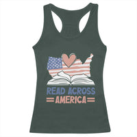 Funny National Reading Month Books Readers Racerback Tank Top Reading Across America Teacher American Flag