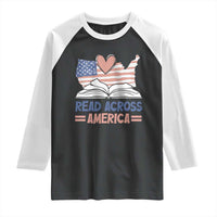 Funny National Reading Month Books Readers Raglan Shirt Reading Across America Teacher American Flag