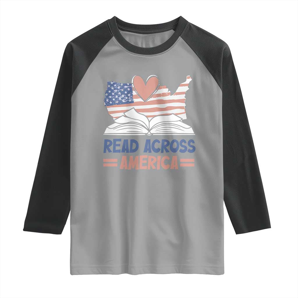 Funny National Reading Month Books Readers Raglan Shirt Reading Across America Teacher American Flag