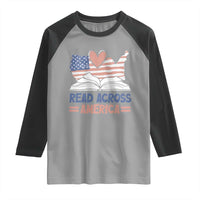 Funny National Reading Month Books Readers Raglan Shirt Reading Across America Teacher American Flag