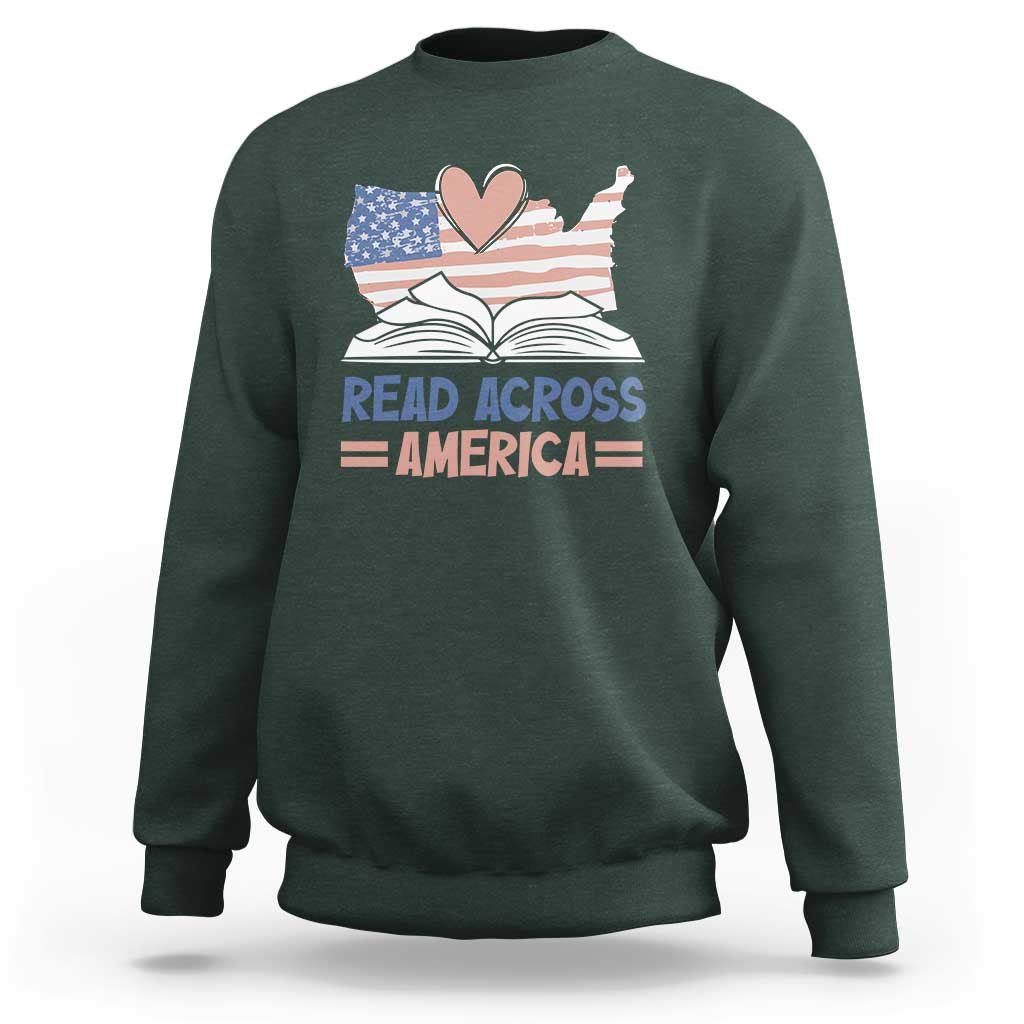 Funny National Reading Month Books Readers Sweatshirt Reading Across America Teacher American Flag