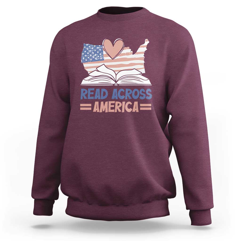 Funny National Reading Month Books Readers Sweatshirt Reading Across America Teacher American Flag