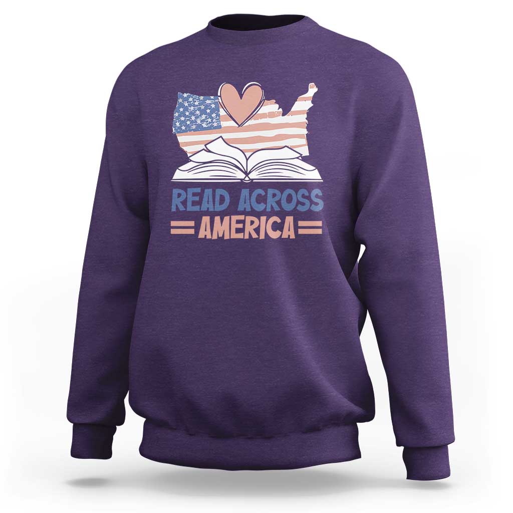 Funny National Reading Month Books Readers Sweatshirt Reading Across America Teacher American Flag