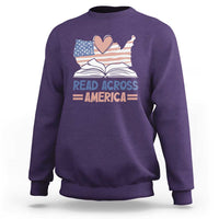 Funny National Reading Month Books Readers Sweatshirt Reading Across America Teacher American Flag