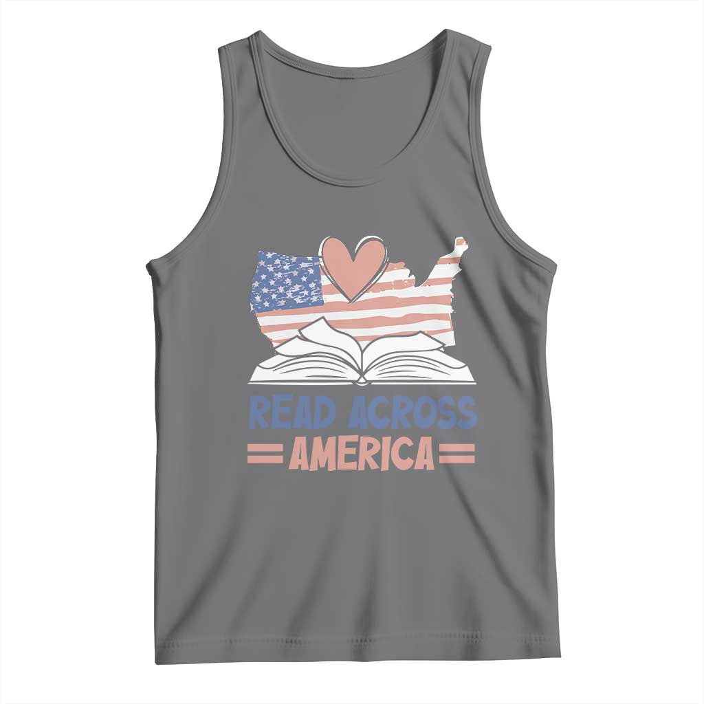 Funny National Reading Month Books Readers Tank Top Reading Across America Teacher American Flag