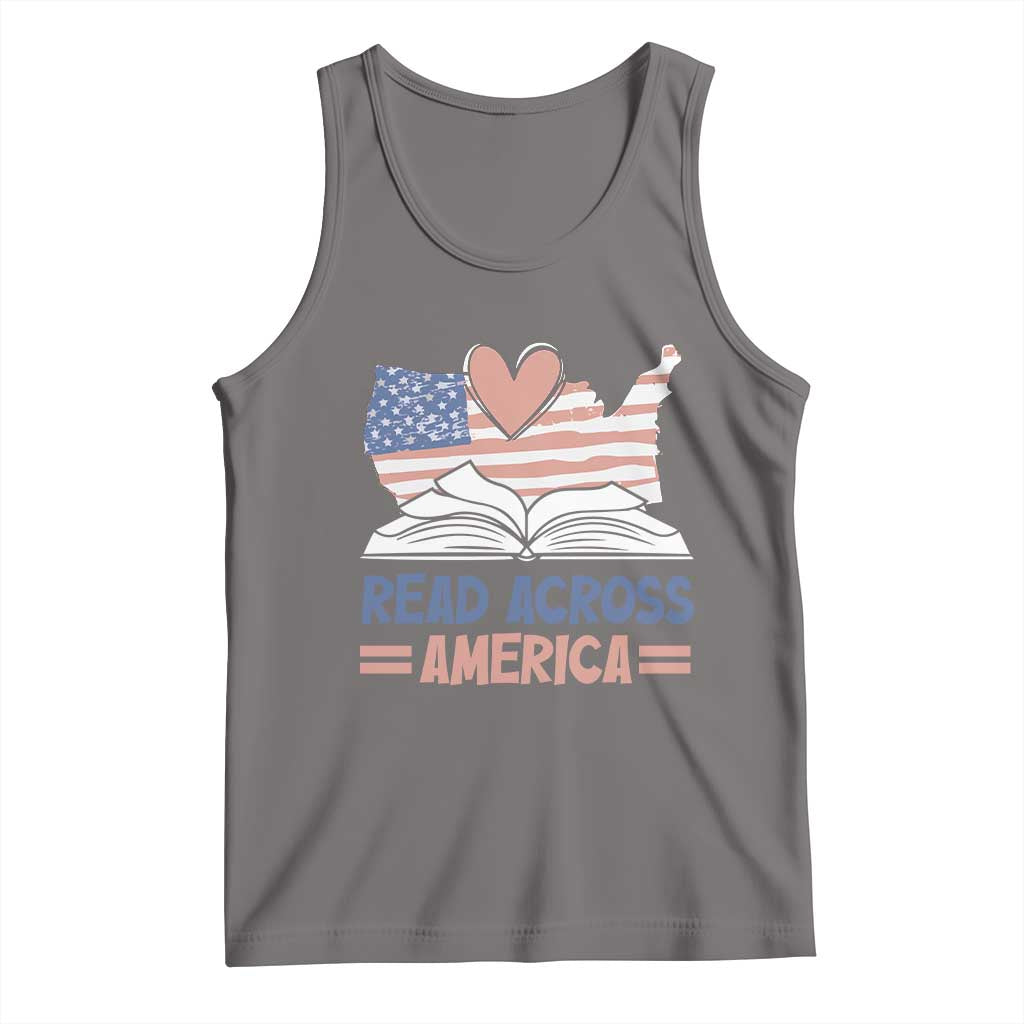 Funny National Reading Month Books Readers Tank Top Reading Across America Teacher American Flag