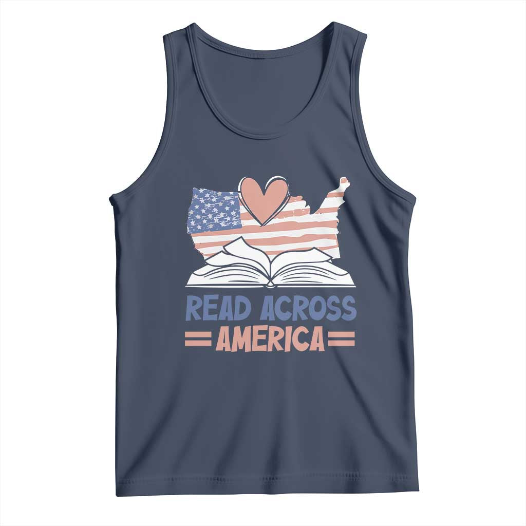 Funny National Reading Month Books Readers Tank Top Reading Across America Teacher American Flag