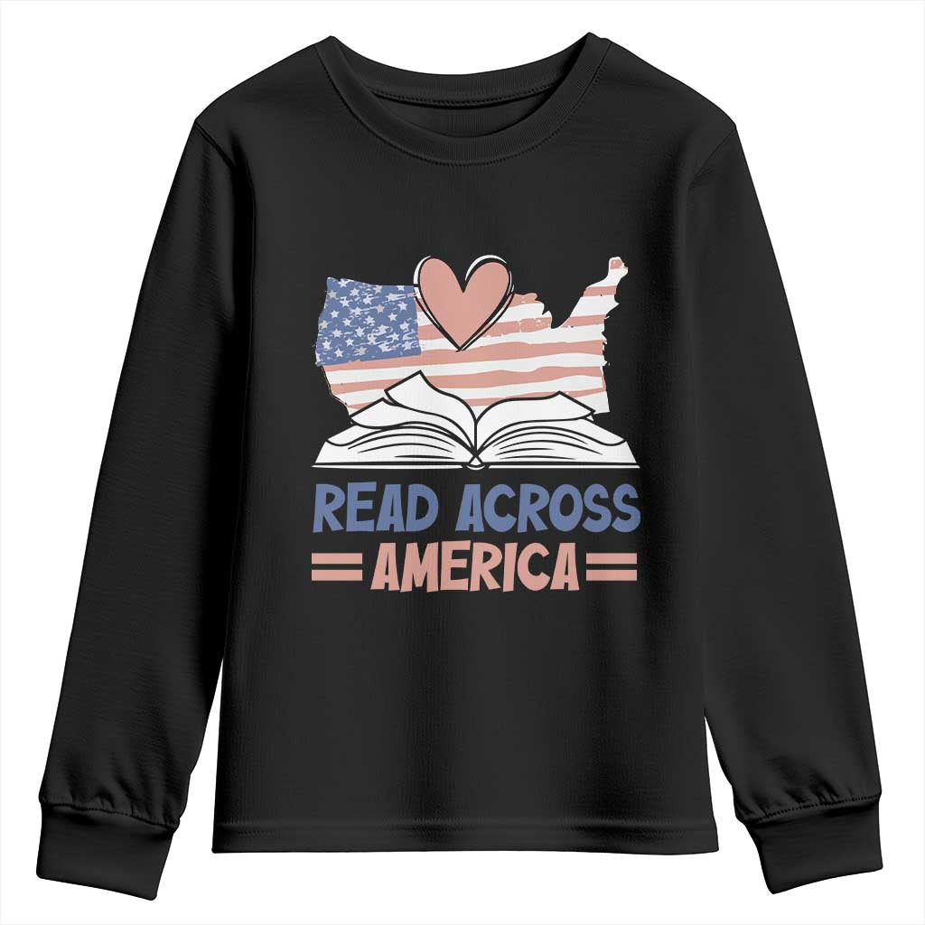 Funny National Reading Month Books Readers Youth Sweatshirt Reading Across America Teacher American Flag